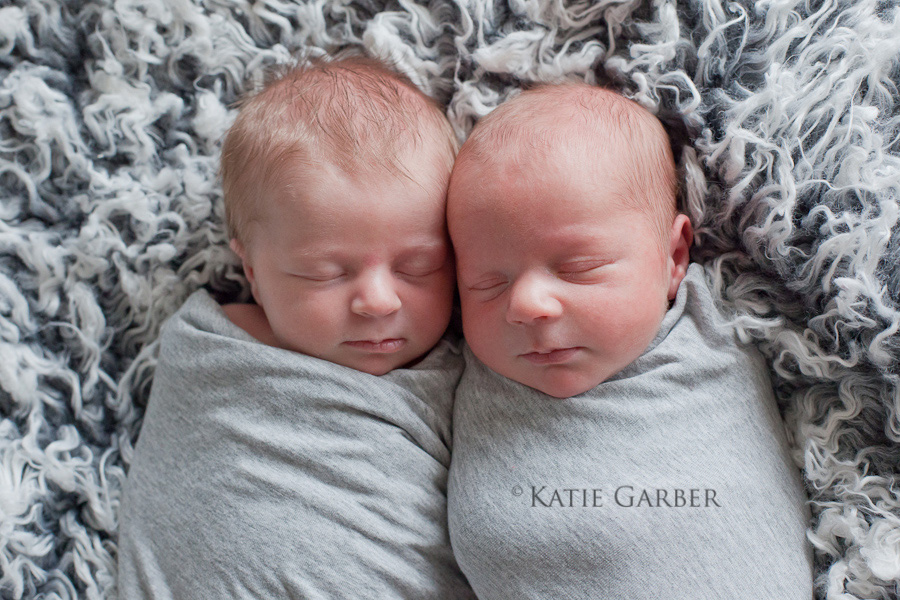 twin babies swaddled