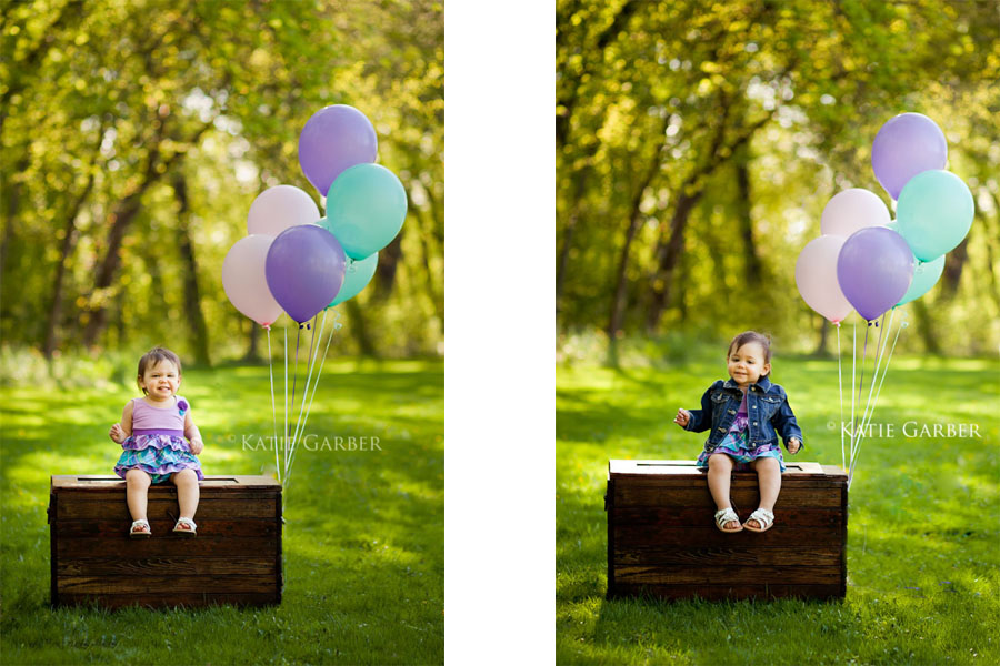 birthday baby with balloons