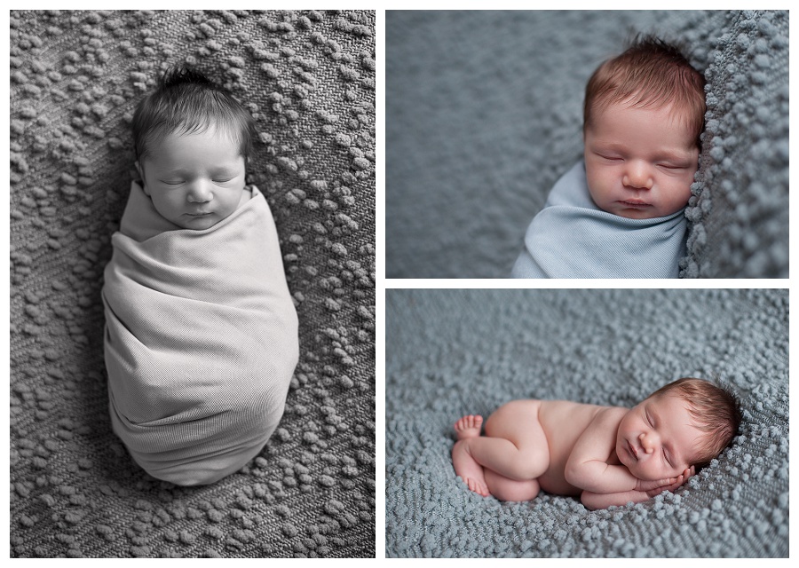 newborn boy swaddled