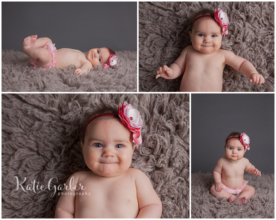 six month old baby girl flower headband gray flokati williamsport pa