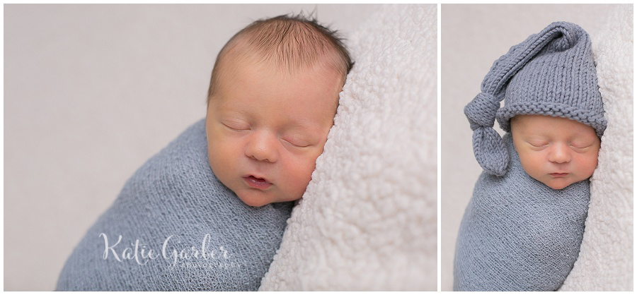 baby boy sleeping swaddled portrait