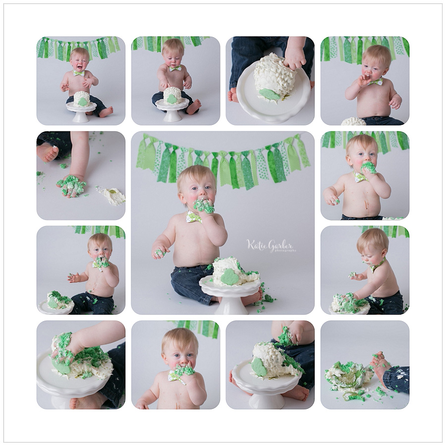 one year cake smash green