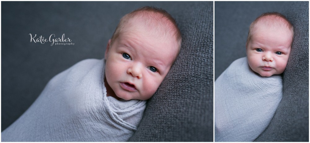 newborn baby boy swaddled