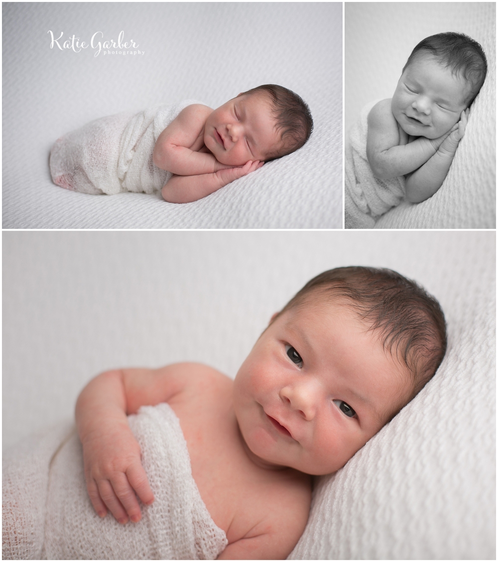 newborn photos wrapped in white